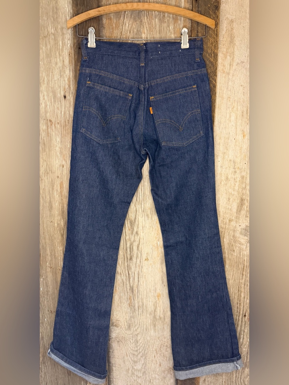 VTG 70s Levi’s Orange Tab Dark Denim Flare Bootcut Jeans Size 26